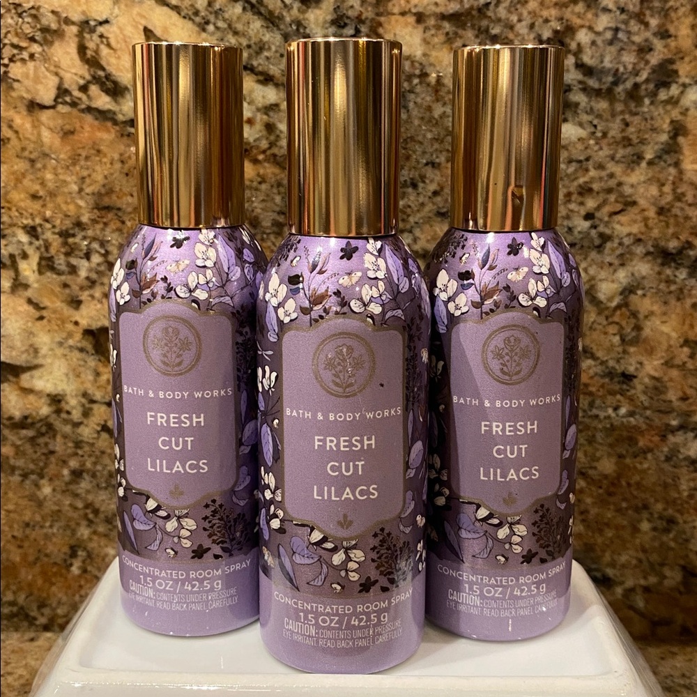 3) “FRESH CUT LILACS” Concentrated Room Spray, ea 1.5 oz / 42.5 g, BBW/WB, NWTag